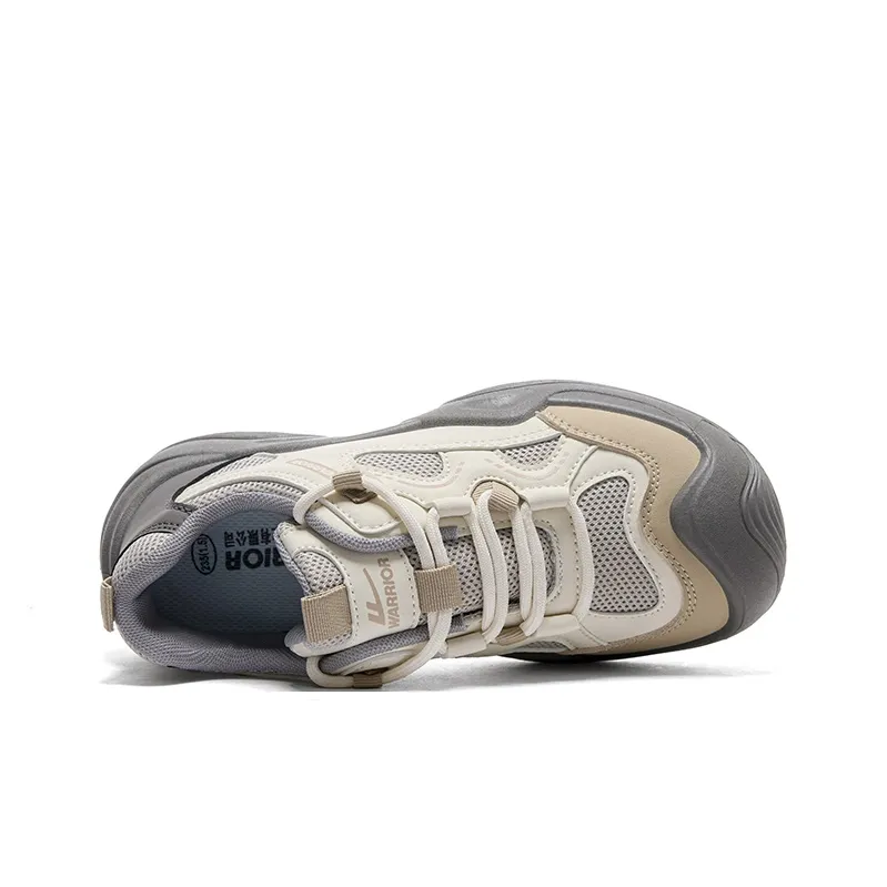 Warrior Anti Slip And Wear Resistant Breathable Low Top Chunky Sneakers Unisex Beige Gray Khaki-2