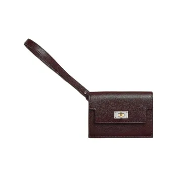 HERMES Kelly Pocket Chamkila Goat Skin Wallet Women's 0G Rouge Sellier Saddle Red