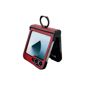 ZHUOJI Small Bull Grain Ring Buckle Material Phone Cases Compatible With Samsung Z Flip 6/Z Flip 5/Z Flip 4/Z Flip 3