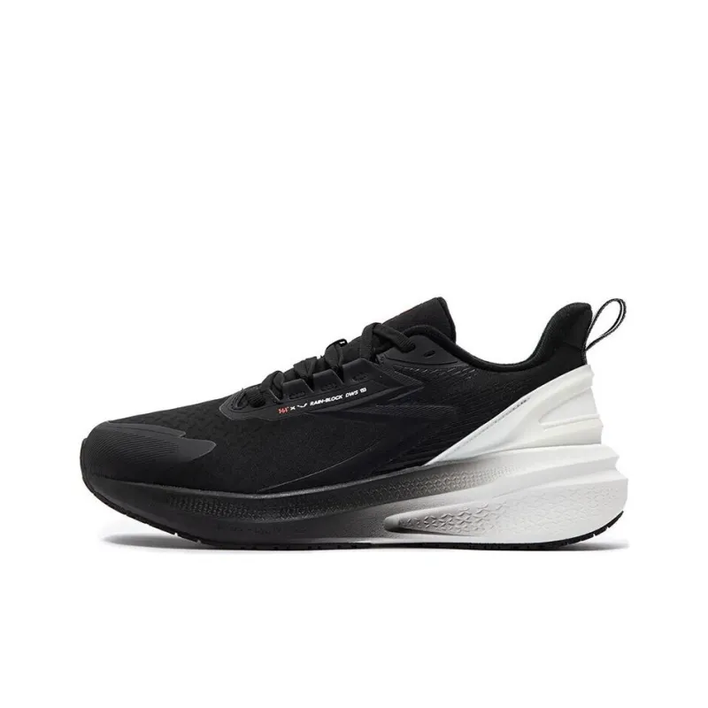 361° Rainy Day 7.0 Cushioned Wear Resistant Slip Resistant Low Top Casual Running Shoes Men's Black White-0