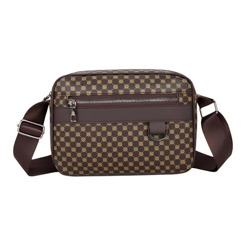 Yalu PU Crossbody Bag Regular Men's Black/Coffee-6