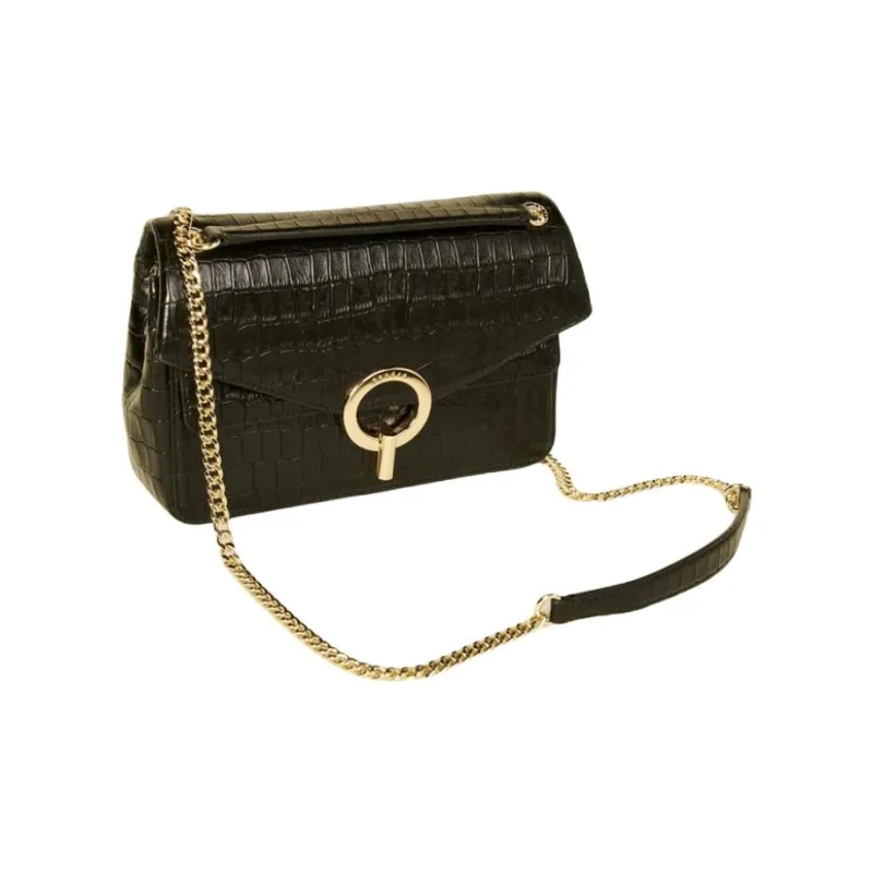 Sandro Cow Leather Envelope Bag Crossbody Bag Shoulder Bag Medium Size Women's Black-1
