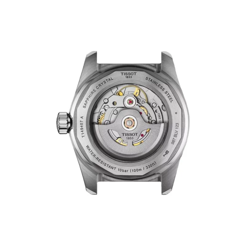 TISSOT PR516 Series Automatic Mechanical Movement Unisex Watch 38mm Black Dial Stainless Steel Case Leather Strap-1