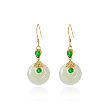 Encounter Gift Hetian Jade Earrings Pale Greenish White Jade Women's