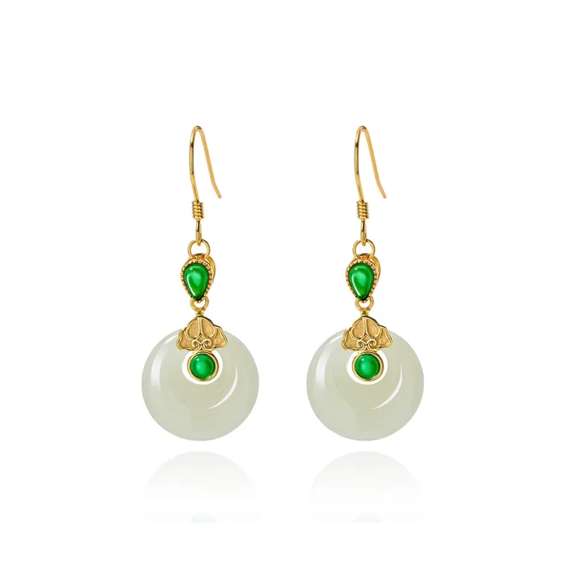 Encounter Gift Hetian Jade Earrings Pale Greenish White Jade Women's-0