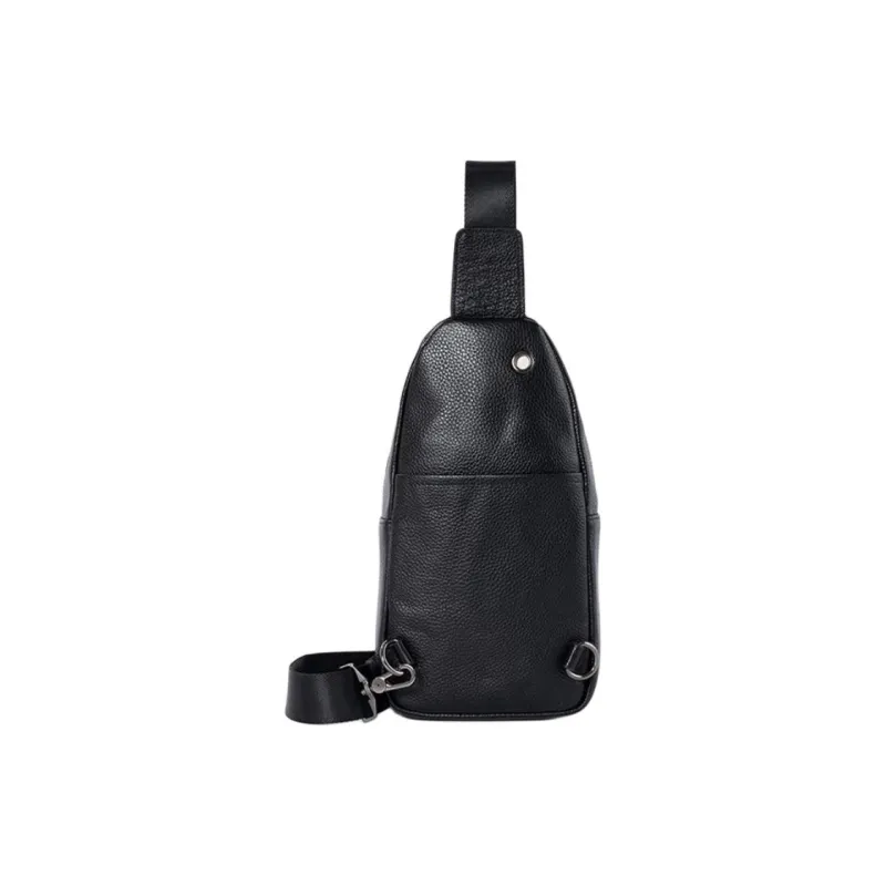DOSRFINI Cow Leather Sling Bag Medium Size Men's Black-2
