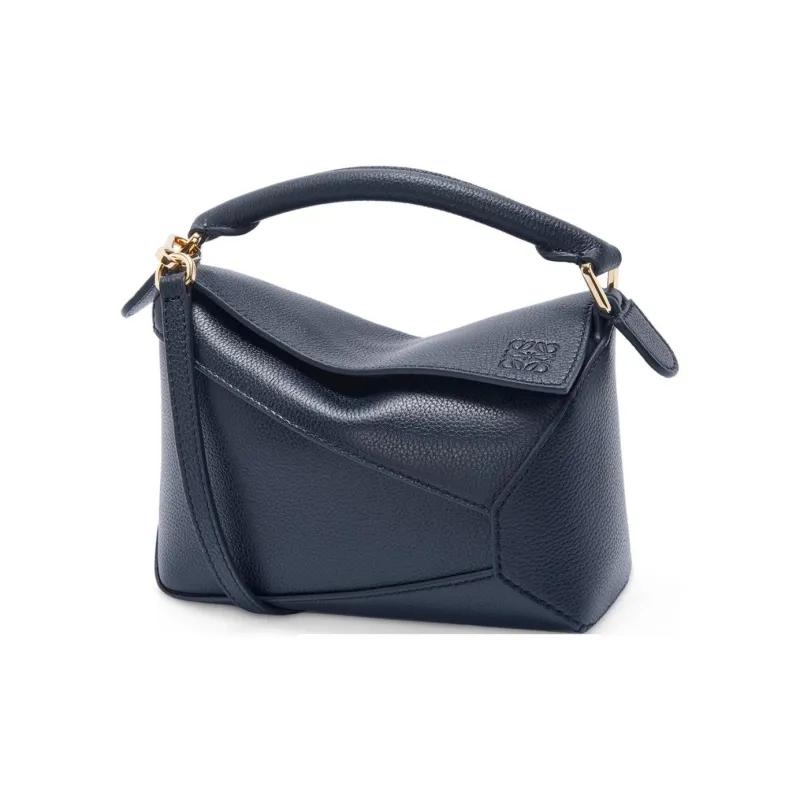 LOEWE Puzzle Soft Grain Calfskin Shoulder Bag, Crossbody Bag, Handbag Mini Women's Dark Marine Blue-0