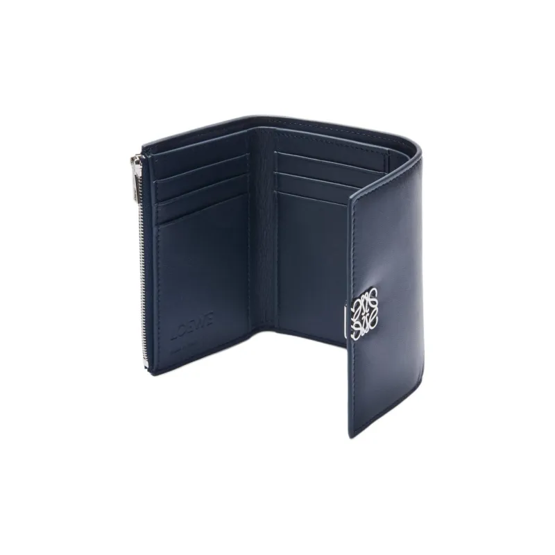 LOEWE Shiny Nappa Lambskin Wallet Small Size Women's Dark Marine Blue-2