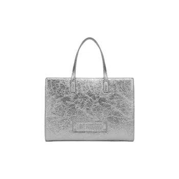 LOVE MOSCHINO Artificial Leather Tote Bag Shopping Bag Shoulder Bag Handbag Medium Size Women's Silver