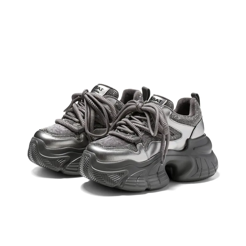 ST&SAT Cushioning Coverage And Abrasion Resistant Low Top Chunky Sneakers-8