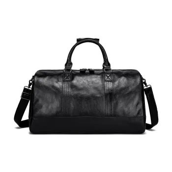 FAIRWHALE Top Grain Cow Leather Travel Bag 40L Unisex Black