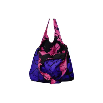 GAGA EQUIPMENT Nylon Tote Bag Shopping Bag Handbag Shoulder Bag Large Size Unisex Pink Purple Plaid