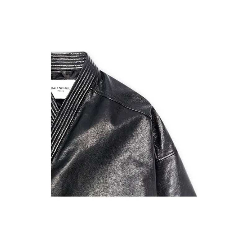 Balenciaga Leather Jackets Women's Black-4