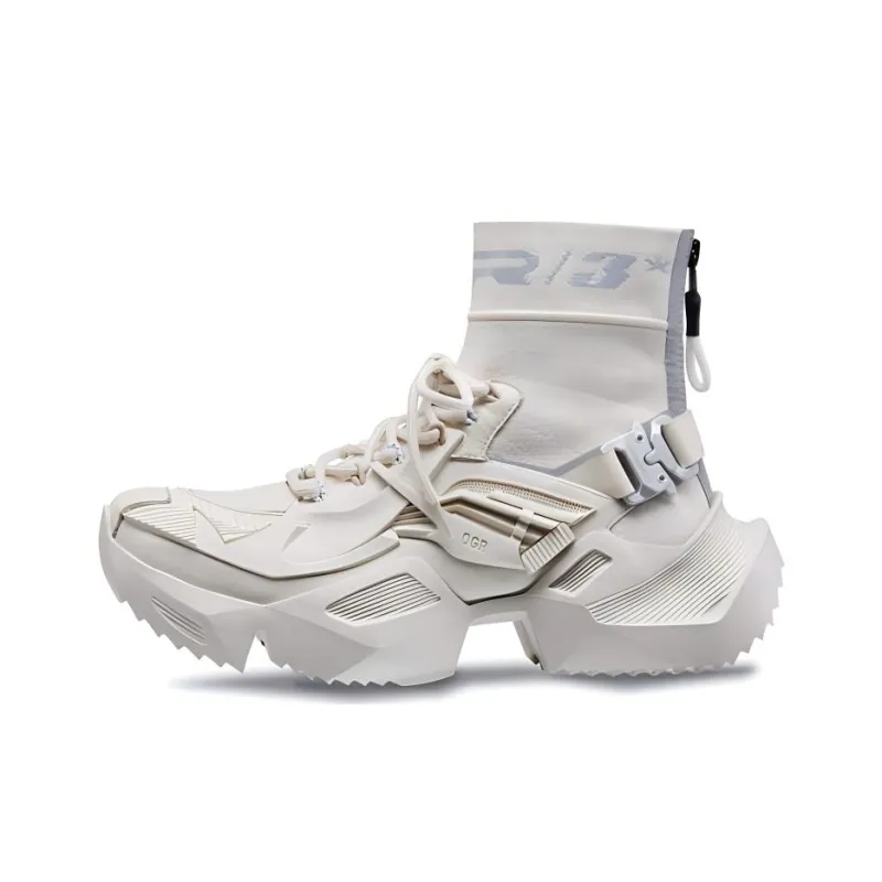 OGR MECHA Coutrue Mecha Fashion Apparel Collection Slip Resistant Coverage High Top Casual Shoes Unisex Apricot-0