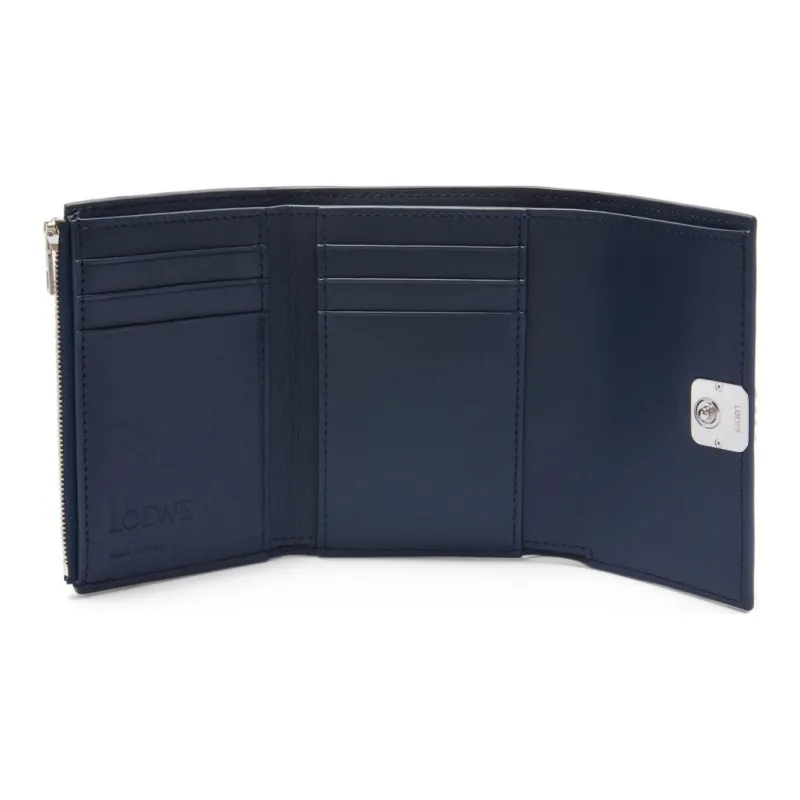 LOEWE Shiny Nappa Lambskin Wallet Small Size Women's Dark Marine Blue-1
