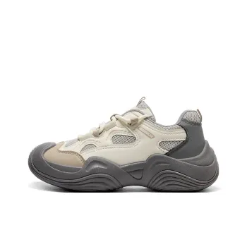 Warrior Anti Slip And Wear Resistant Breathable Low Top Chunky Sneakers Unisex Beige Gray Khaki