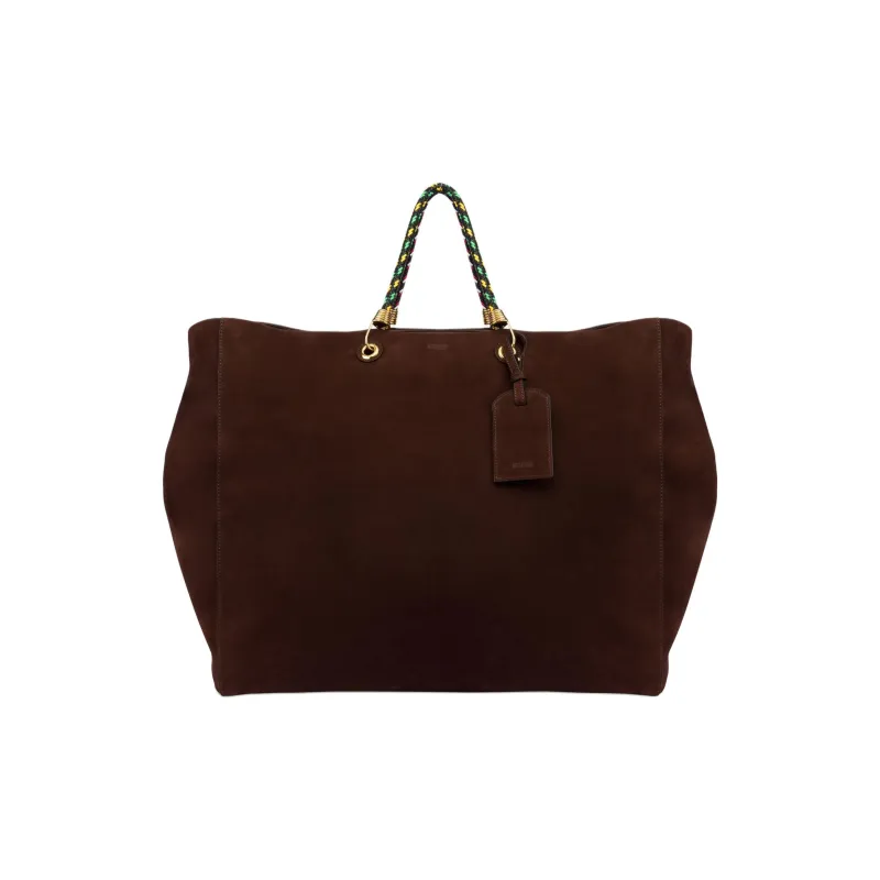 MOSCHINO Suede Tote Bag Shopping Bag Shoulder Bag Crossbody Bag Handbag Large Size Women's Deep Red-0