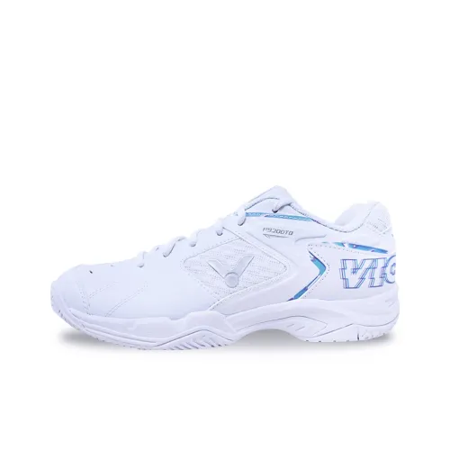 VICTOR 9200TD Cushioned Slip Resistant Breathable Low Top Badminton Shoes Unisex White Blue