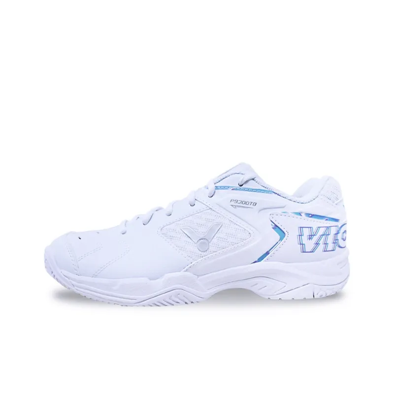 VICTOR 9200TD Cushioned Slip Resistant Breathable Low Top Badminton Shoes Unisex White Blue-0