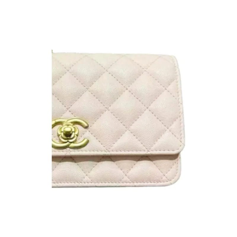 CHANEL WOC Grain Embossed Calfskin Wallet, Shoulder Bag, Crossbody Bag Women's Light Pink-3