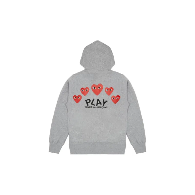 Comme Des Garcons Play Red Multi Heart Zip Up Hoodie-1