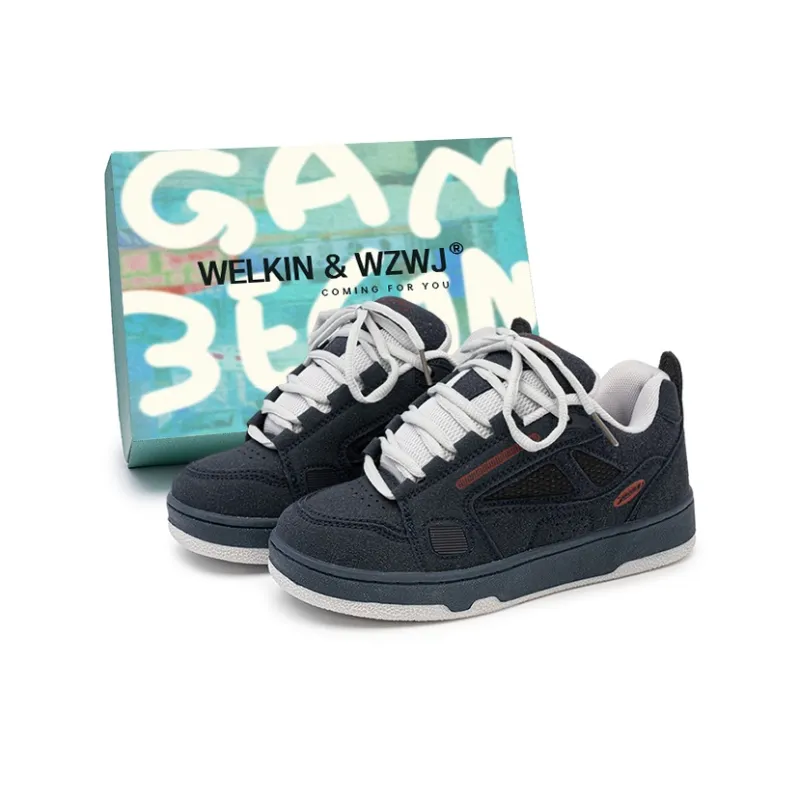 WELKIN&WZWJ Puffy Shoes Wear resistant, Lightweight, Breathable, And Non slip. Low Top Skateboard Shoes Unisex-0