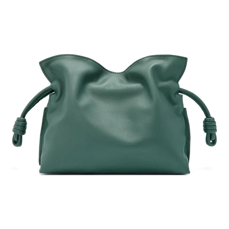 LOEWE Flamenco Nappa Cow Leather One Shoulder Crossbody Clutches Mini Women's Vanilla Grass Green-4