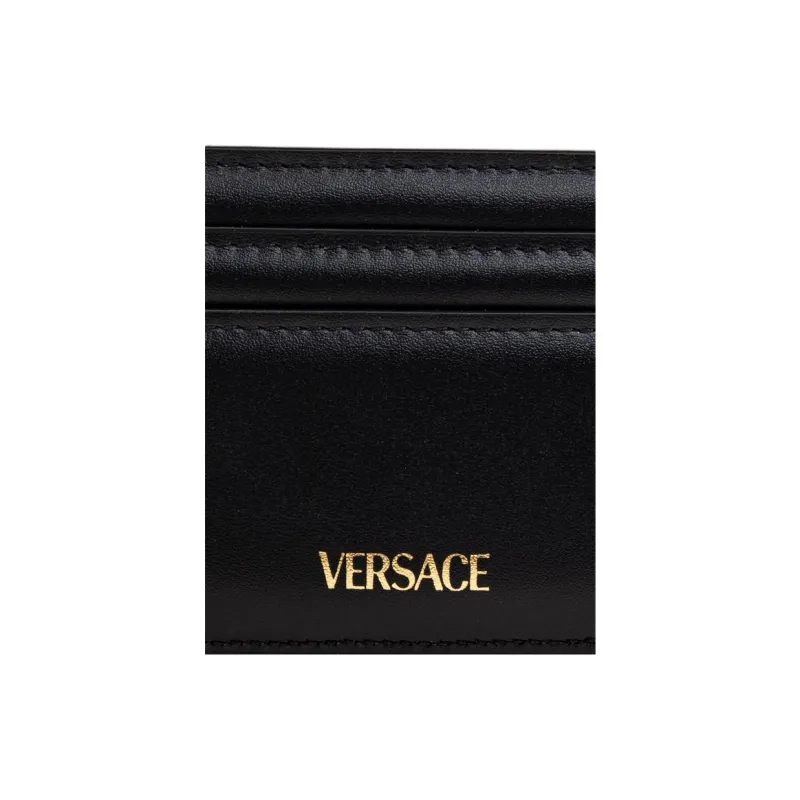VERSACE Leather Card Holder Men's Black-3
