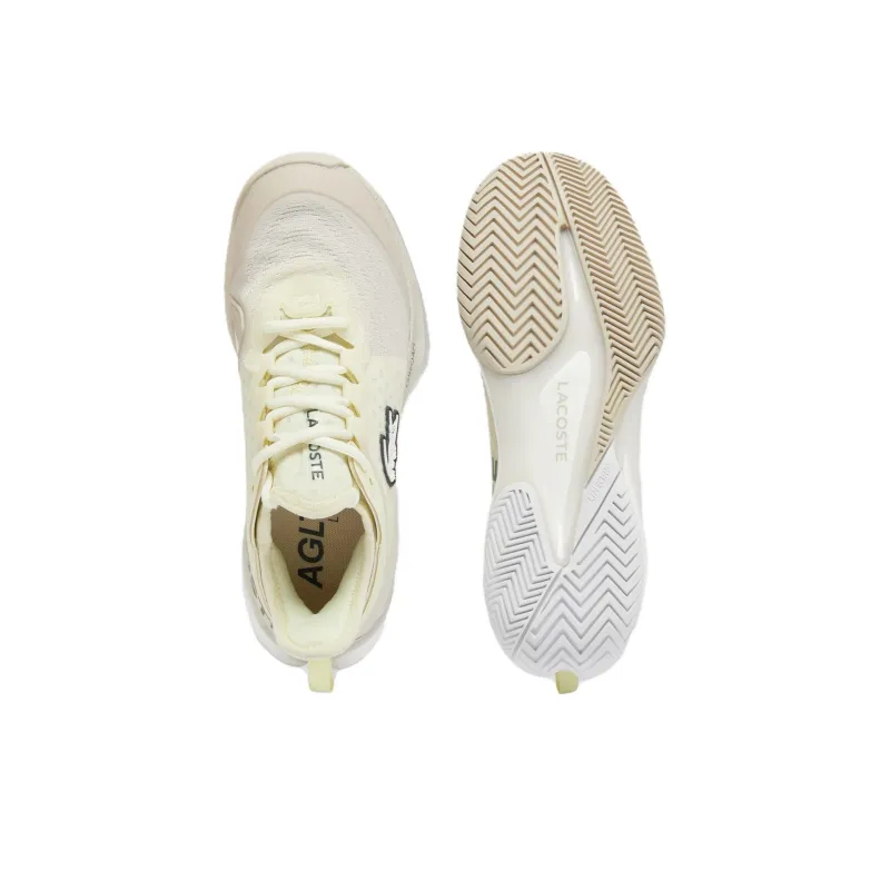 LACOSTE AG LT23 Lite Abrasion Resistant Low Top Tennis Shoes Women's Beige Yellow-4