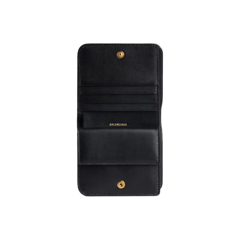Balenciaga Cash Smooth Calf Leather Card Holder Women's Black-2