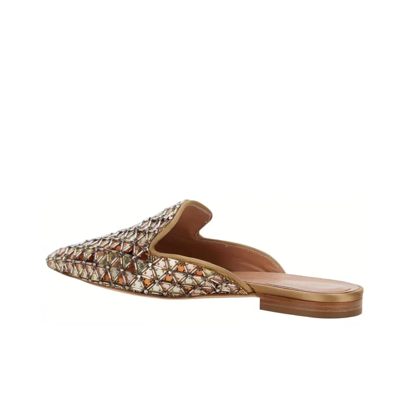 ALBERTA FERRETTI Geometric-design Mirrored-finish Slippers-3