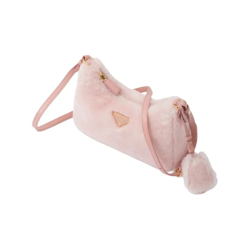 PRADA Plush Shoulder Bag Handbag Crossbody Bag Shoulder Bag Regular Women's Cherry Blossom Pink-3