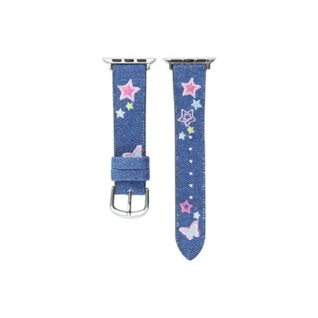CHRROTA Watch Band Compatible With All Devices 46mm Denim Canvas Leather Material