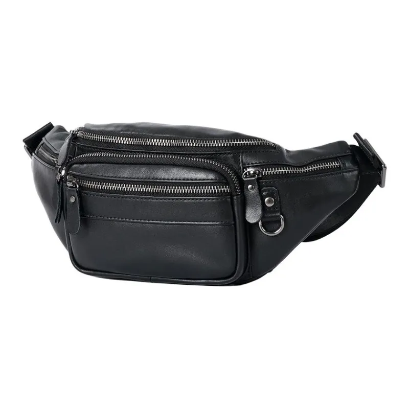 DOSRFINI Cow Leather Shoulder Bag Crossbody Bag Sling Bag Fanny Pack Regular Men's Black/Coffee-2