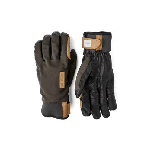 HESTRA Sheep Leather Wool Sports Gloves Unisex Black Brown