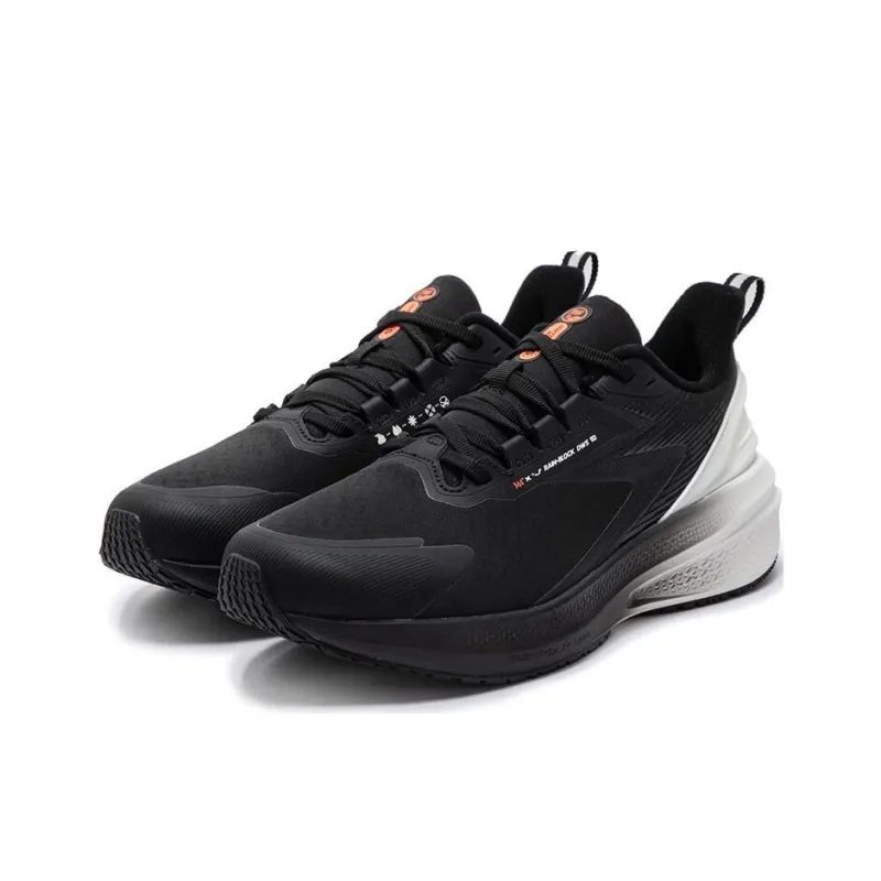 361° Rainy Day 7.0 Cushioned Wear Resistant Slip Resistant Low Top Casual Running Shoes Men's Black White-2