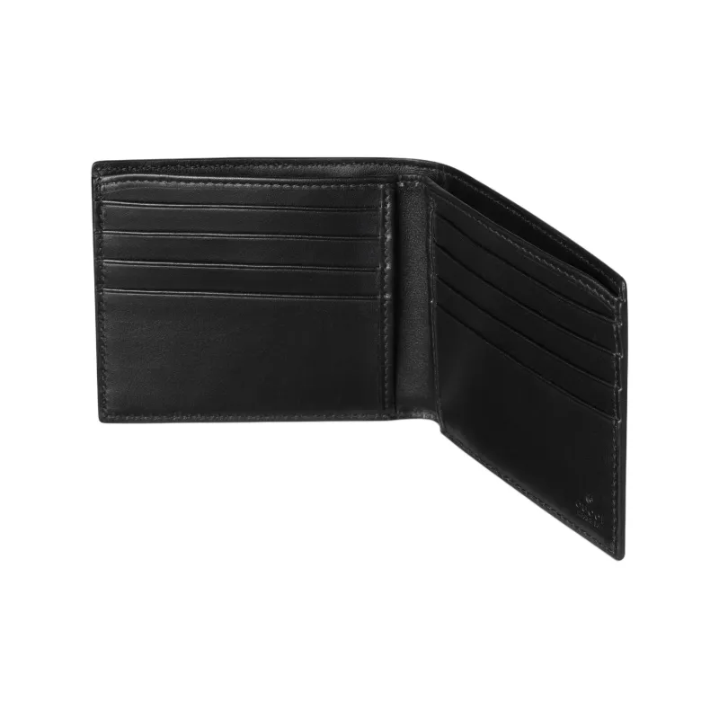 GUCCI Grained Leather Wallet Large Size Men's Dark Gray & Black-4