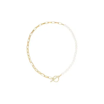 Rita Monica Brass Pearl Necklaces Women's Gold