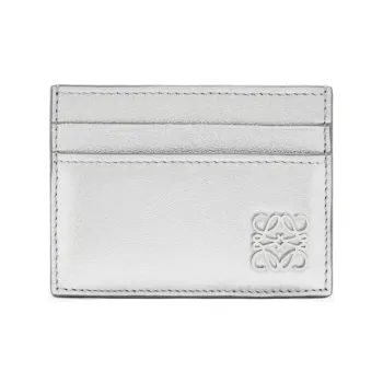 LOEWE Anagram Shiny Nappa Lambskin Card Holder Women's Silver
