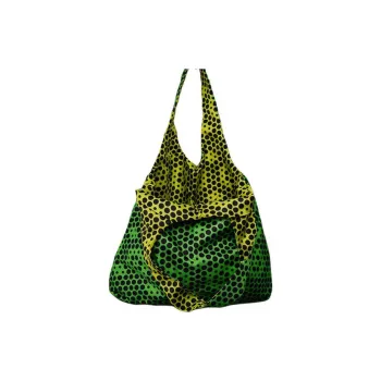 GAGA EQUIPMENT Nylon Tote Bag Shopping Bag Handbag Shoulder Bag Small Size Unisex Yellow And Green Polka Dot