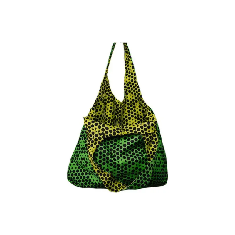 GAGA EQUIPMENT Nylon Tote Bag, Shopping Bag, Handbag, Shoulder Bag Trumpets Unisex Yellow Green Polka Dot-0