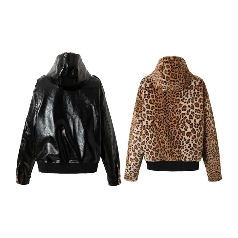BE ALL KABUTO Puffer Jacket Women's Bright Black \ Leopard Print-1