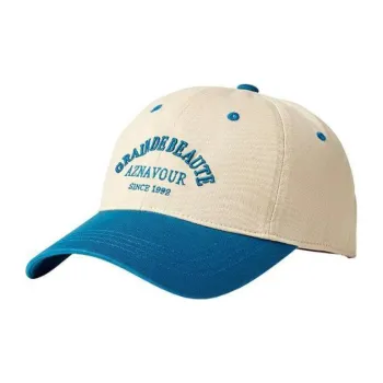 GRAIN DE BEAUTE Cotton Fabric Baseball Caps Unisex White/Blue