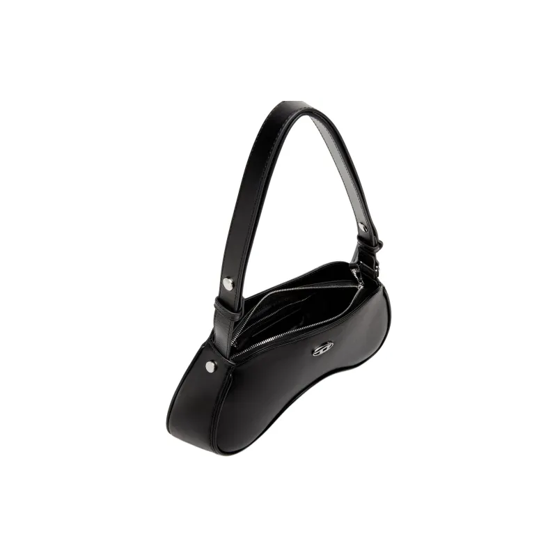 DIESEL Cow Leather Handbag Shoulder Bag Women's Black-3