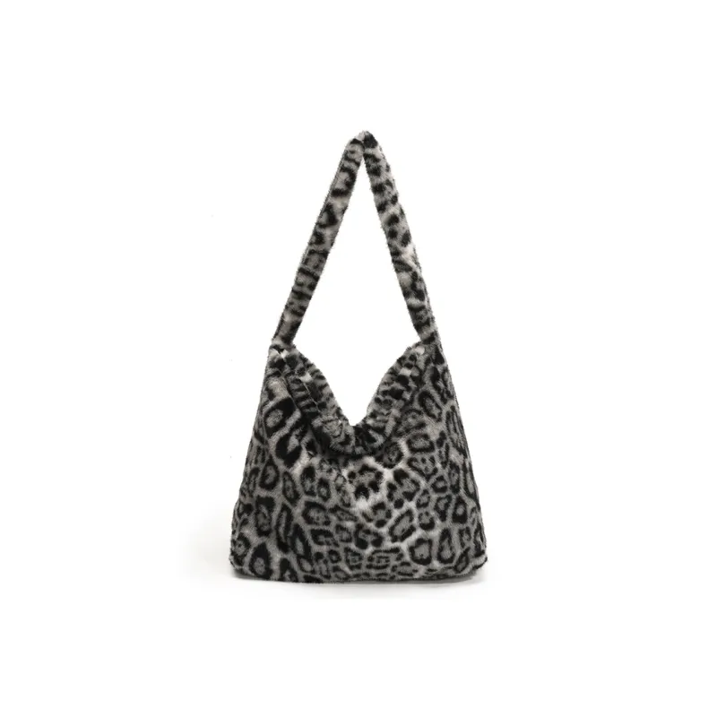 LUVISTRUE Plush Shoulder Bag Tote Medium Size Women's Khaki/Brown/Black-14