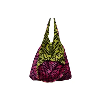 GAGA EQUIPMENT Nylon Tote Bag Shopping Bag Handbag Shoulder Bag Small Size Unisex Pink Yellow Polka Dots