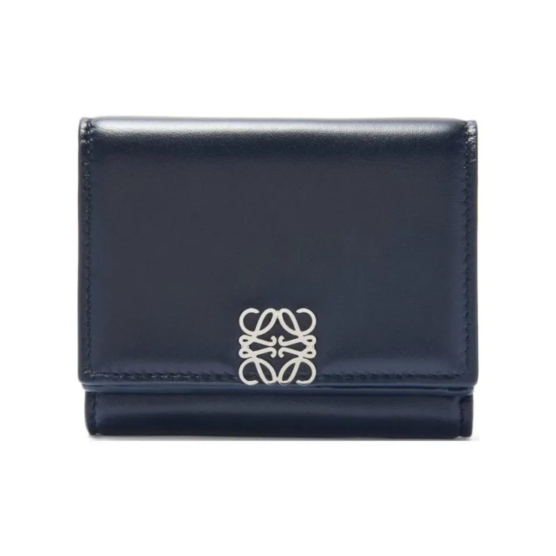 LOEWE Shiny Nappa Calfskin Wallet Women's Dark Marine Blue-0