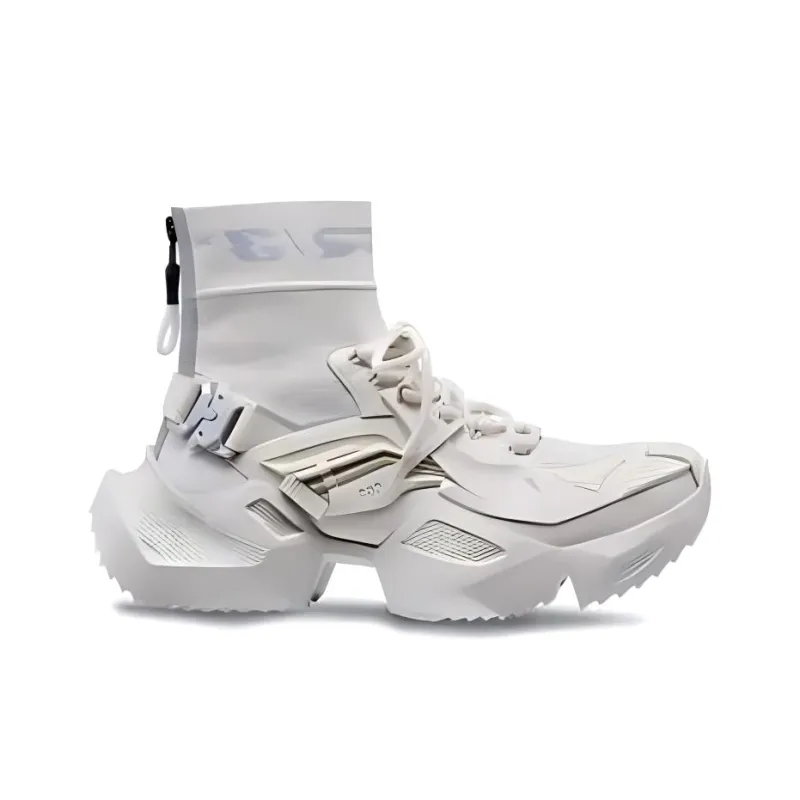 OGR MECHA Coutrue Mecha Fashion Apparel Collection Slip Resistant Coverage High Top Casual Shoes Unisex Apricot-1