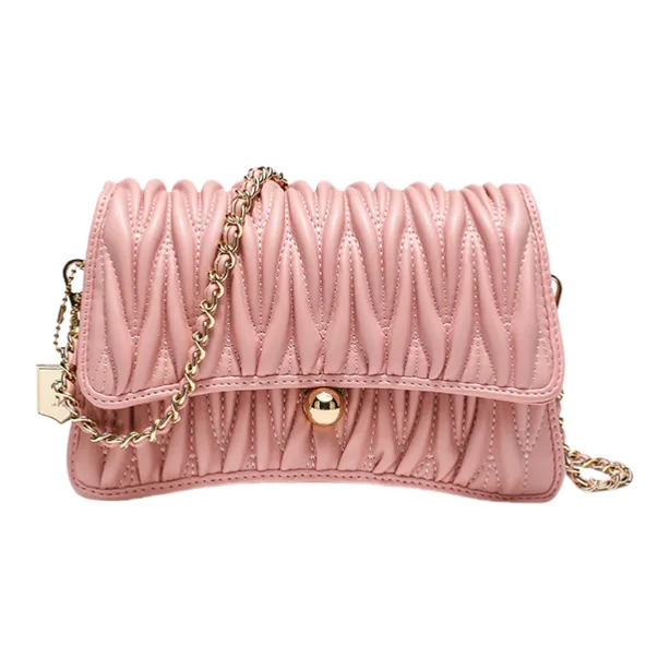 OCTSUI Cow Leather Shoulder Bag Regular Women's Ecru Black/Crystal Pink/Silver-16