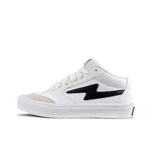 LuzaoT SUPER DRAG Anti Slip Wear Resistant Mid Top Skateboard Shoes Unisex White Black
